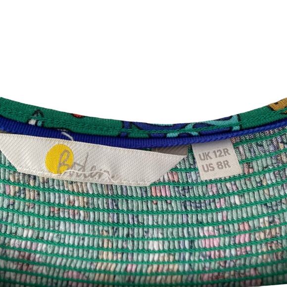 Boden Smocked Neck Jersey Midi Dress Highland Green Floral size 8 No Belt - Picture 6 of 13